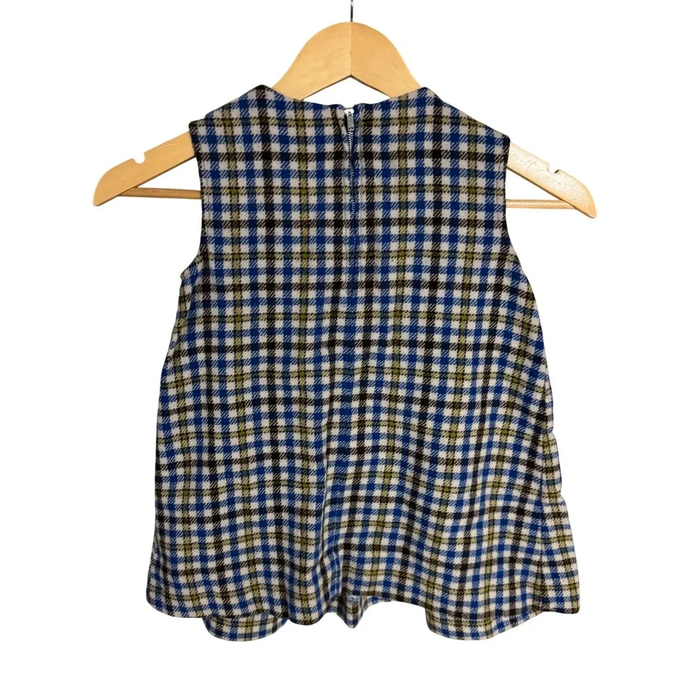 Vintage Little Miss Brent Montgomery Ward Plaid Jumper Dress Blue Green Kids